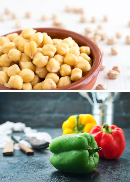 Roasted Vegetable salad Chick peas and peppers